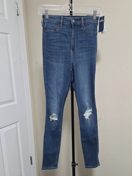 Hollister Denim - Nwt Hollister Distressed Mid-Blue High-Rise Skinny Jeans